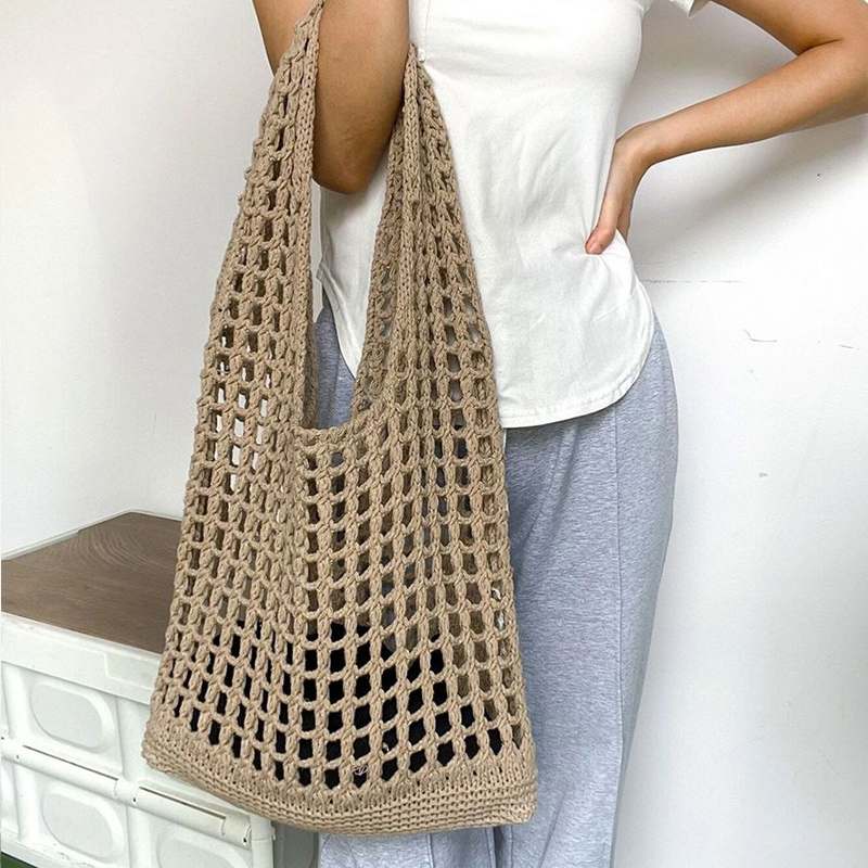 Crochet Market Bag - Sac fourre-tout en crochet pour femme,